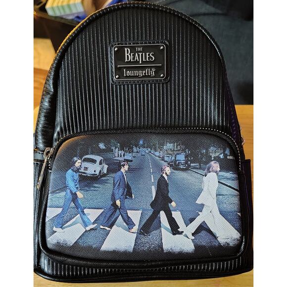 Loungefly The Beatles Abbey Road Mini Backpack NWT Black Faux Leather main image 6